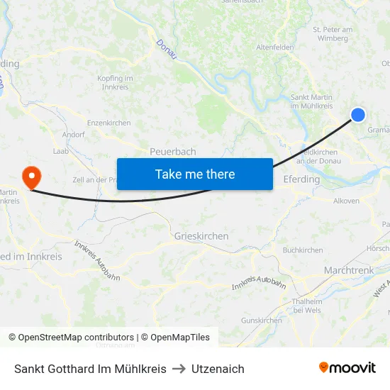 Sankt Gotthard Im Mühlkreis to Utzenaich map