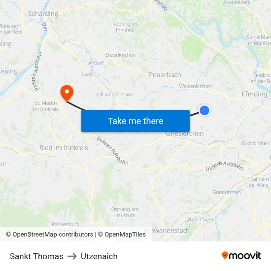 Sankt Thomas to Utzenaich map