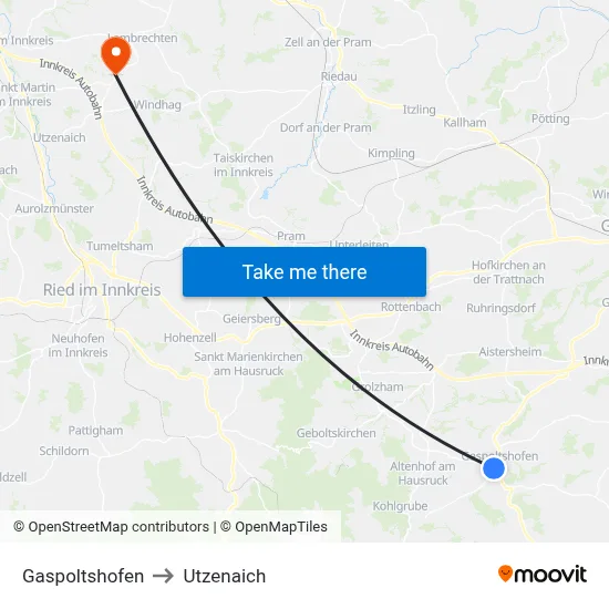 Gaspoltshofen to Utzenaich map