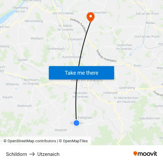Schildorn to Utzenaich map