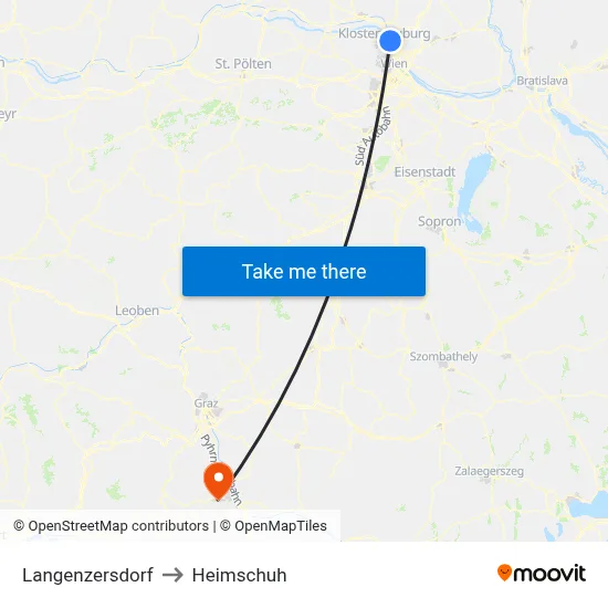 Langenzersdorf to Heimschuh map