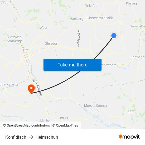 Kohfidisch to Heimschuh map