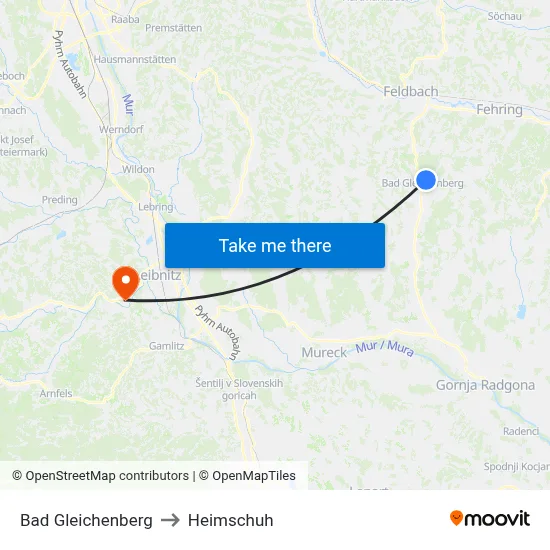 Bad Gleichenberg to Heimschuh map
