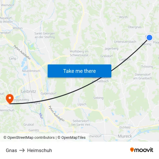 Gnas to Heimschuh map