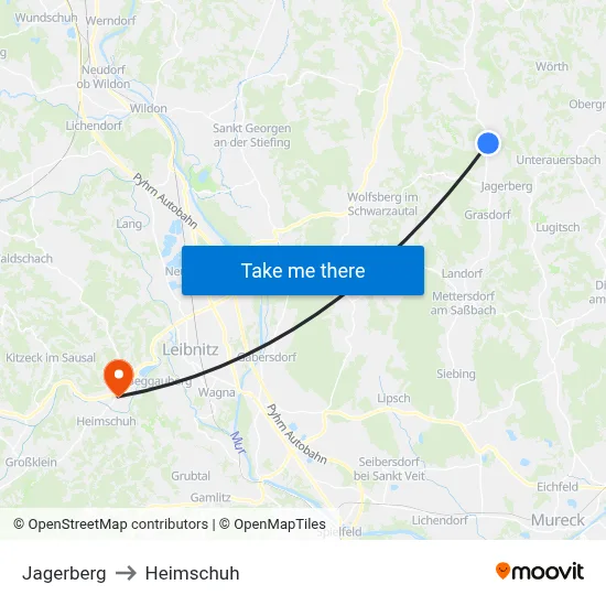 Jagerberg to Heimschuh map