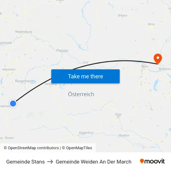 Gemeinde Stans to Gemeinde Weiden An Der March map