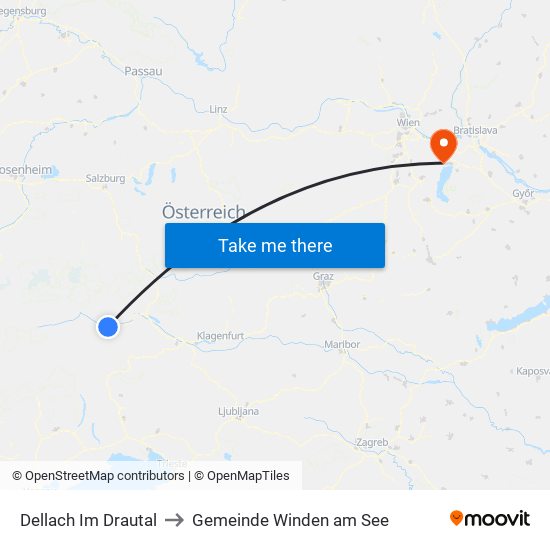 Dellach Im Drautal to Gemeinde Winden am See map