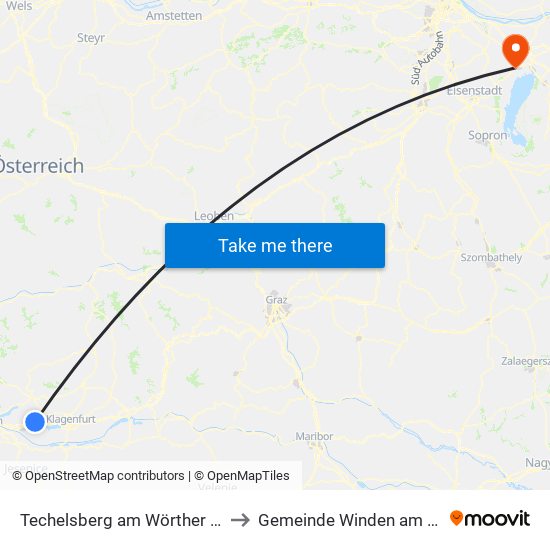Techelsberg am Wörther See to Gemeinde Winden am See map