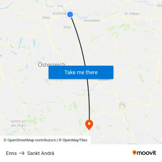 Enns to Sankt Andrä map