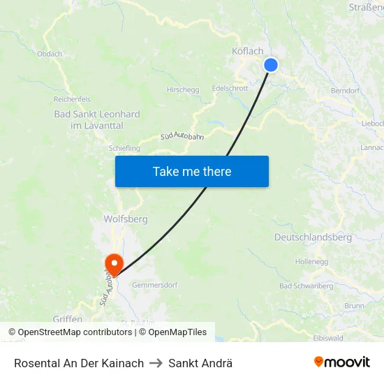 Rosental An Der Kainach to Sankt Andrä map