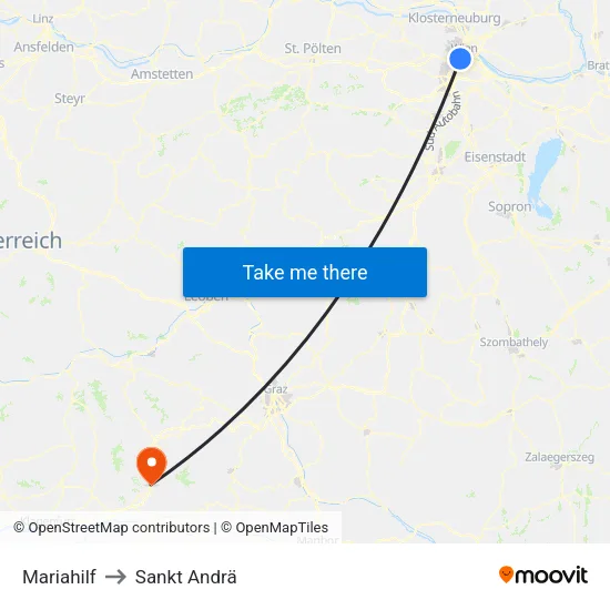 Mariahilf to Sankt Andrä map