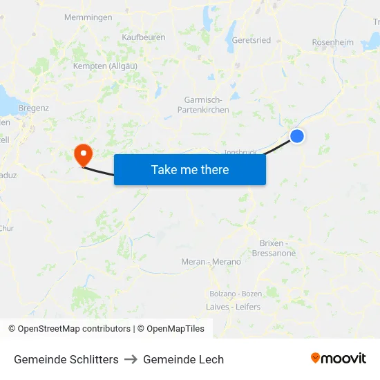 Gemeinde Schlitters to Gemeinde Lech map