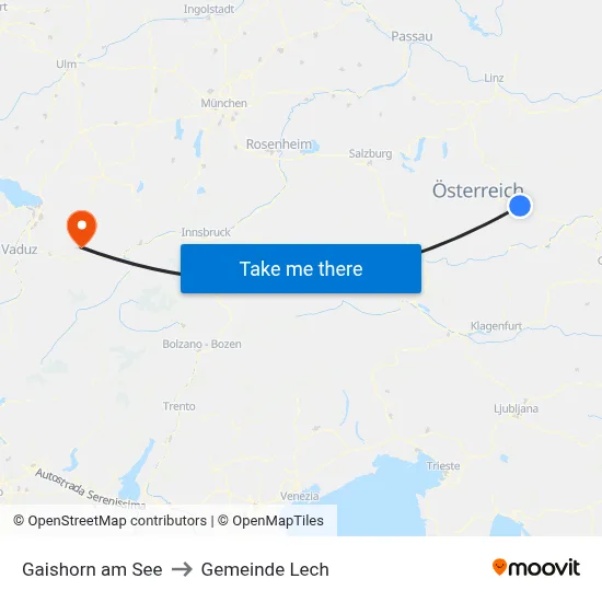 Gaishorn am See to Gemeinde Lech map