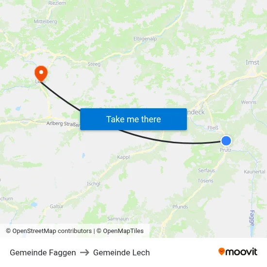 Gemeinde Faggen to Gemeinde Lech map