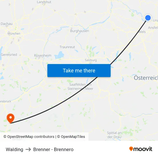 Walding to Brenner - Brennero map