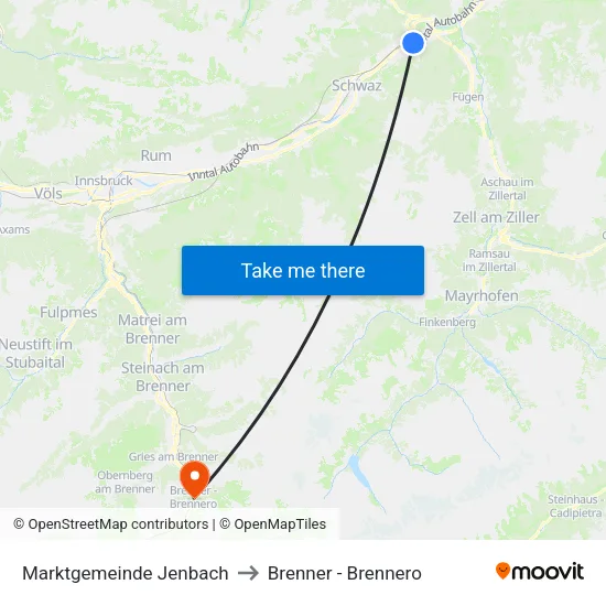 Marktgemeinde Jenbach to Brenner - Brennero map