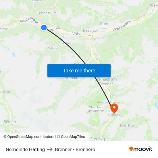 Gemeinde Hatting to Brenner - Brennero map
