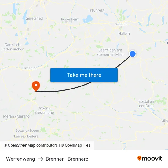 Werfenweng to Brenner - Brennero map