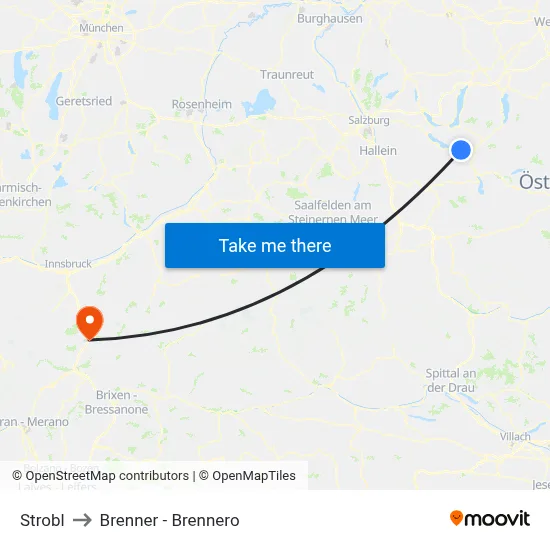 Strobl to Brenner - Brennero map