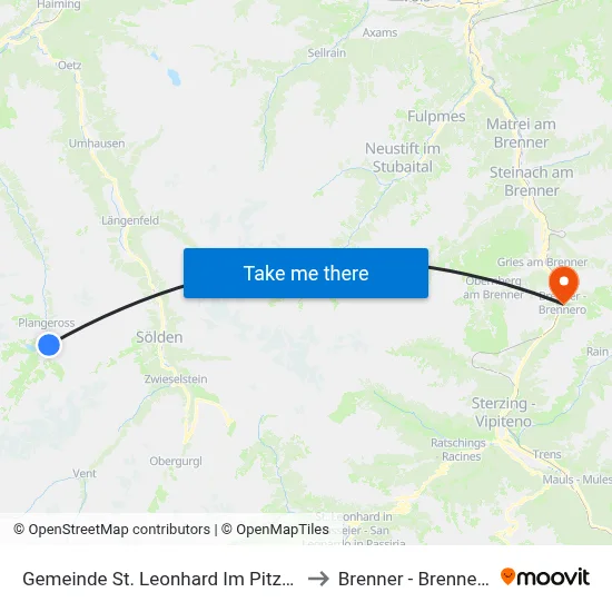 Gemeinde St. Leonhard Im Pitztal to Brenner - Brennero map