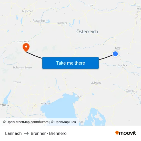 Lannach to Brenner - Brennero map