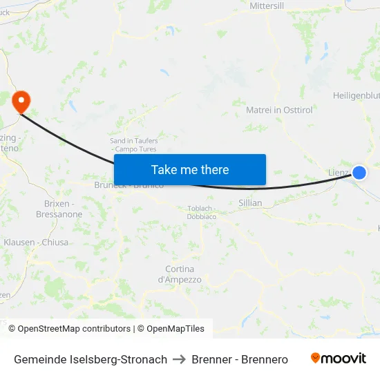 Gemeinde Iselsberg-Stronach to Brenner - Brennero map