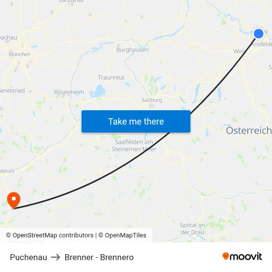 Puchenau to Brenner - Brennero map