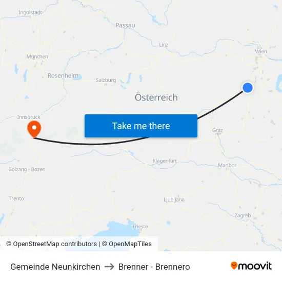 Gemeinde Neunkirchen to Brenner - Brennero map