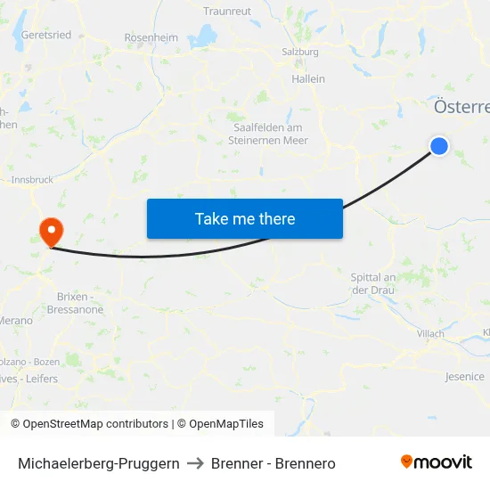 Michaelerberg-Pruggern to Brenner - Brennero map
