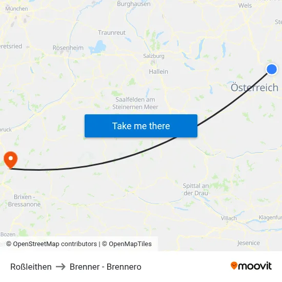 Roßleithen to Brenner - Brennero map