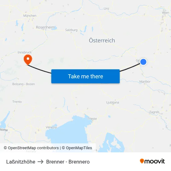 Laßnitzhöhe to Brenner - Brennero map