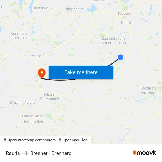 Rauris to Brenner - Brennero map