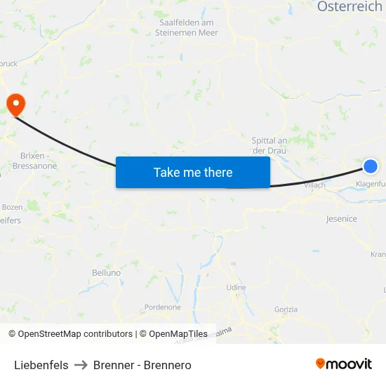Liebenfels to Brenner - Brennero map