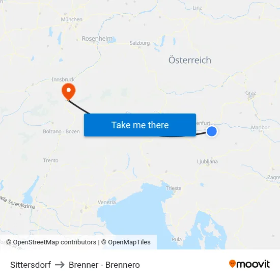 Sittersdorf to Brenner - Brennero map