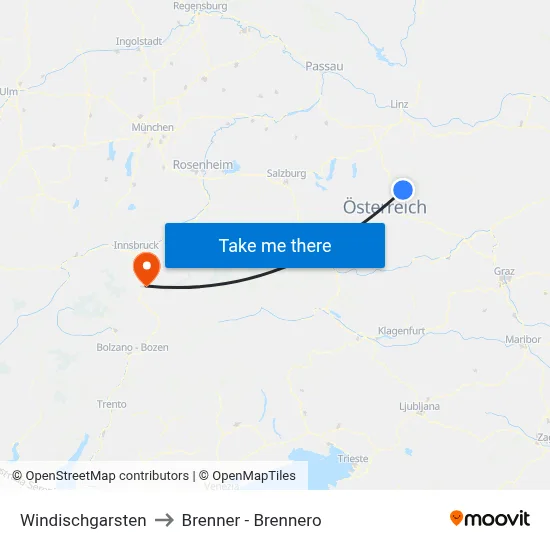 Windischgarsten to Brenner - Brennero map