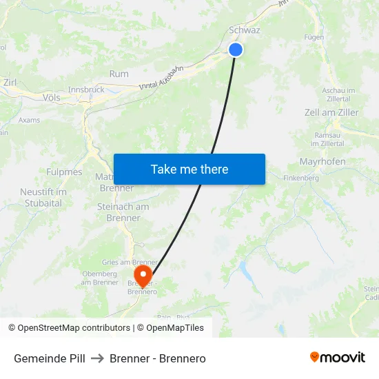 Gemeinde Pill to Brenner - Brennero map