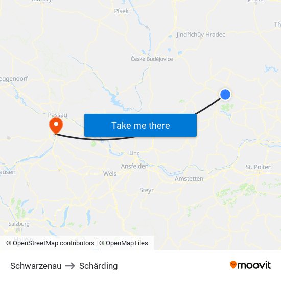 Schwarzenau to Schärding map