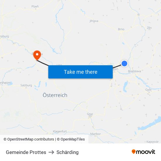 Gemeinde Prottes to Schärding map