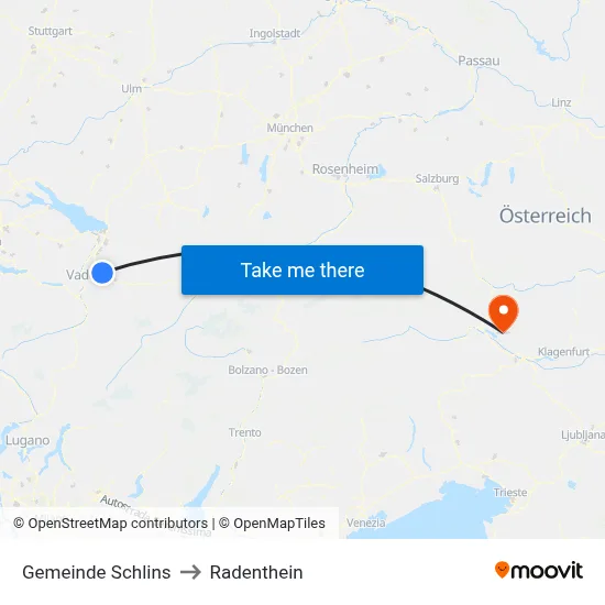 Gemeinde Schlins to Radenthein map