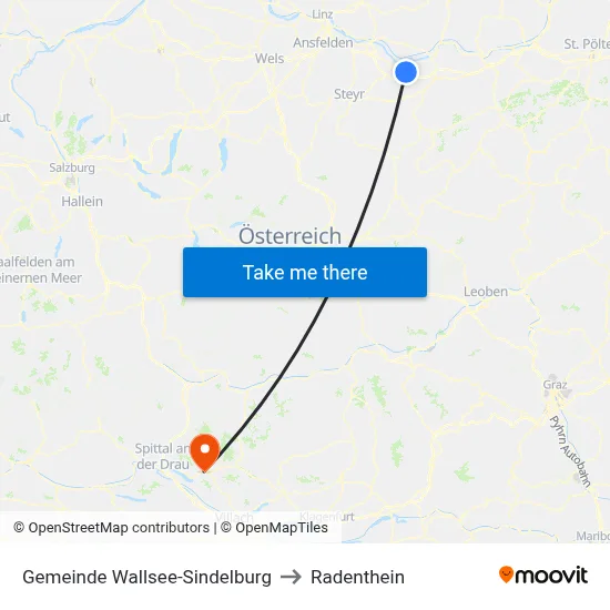 Gemeinde Wallsee-Sindelburg to Radenthein map