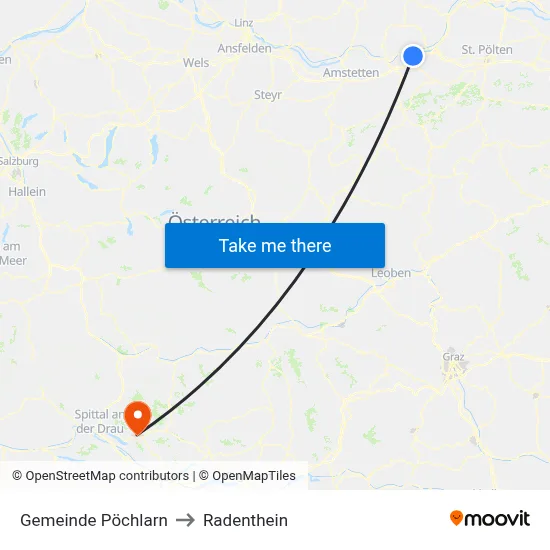 Gemeinde Pöchlarn to Radenthein map