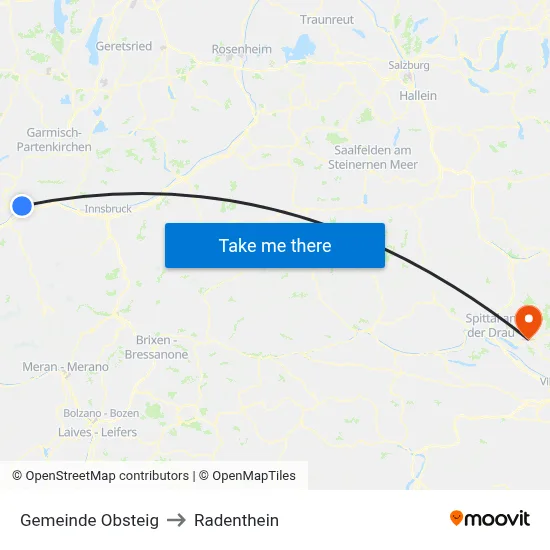 Gemeinde Obsteig to Radenthein map