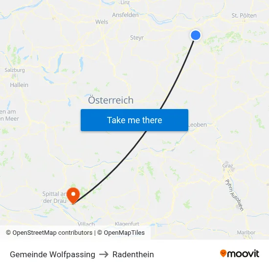 Gemeinde Wolfpassing to Radenthein map
