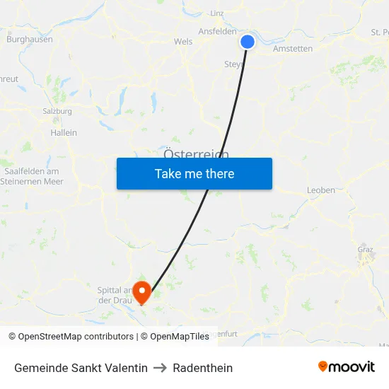 Gemeinde Sankt Valentin to Radenthein map