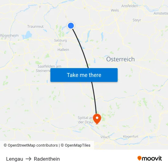 Lengau to Radenthein map