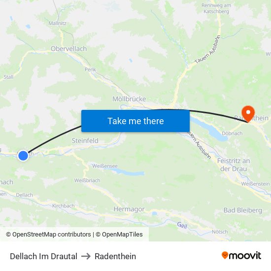 Dellach Im Drautal to Radenthein map