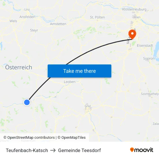 Teufenbach-Katsch to Gemeinde Teesdorf map