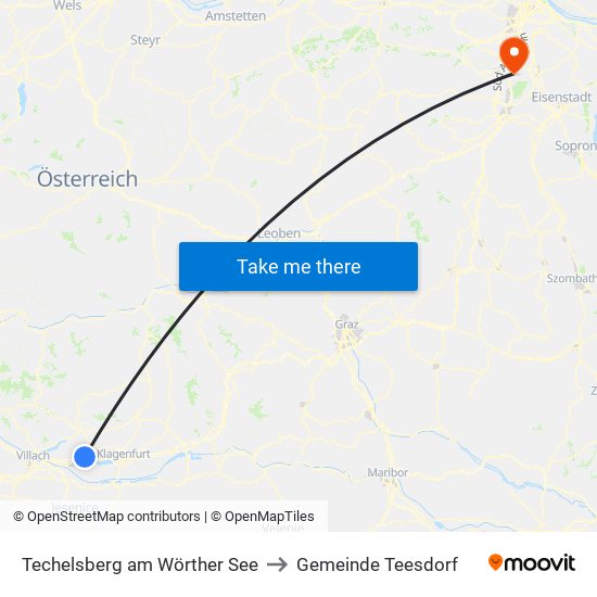 Techelsberg am Wörther See to Gemeinde Teesdorf map