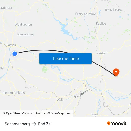 Schardenberg to Bad Zell map