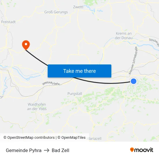Gemeinde Pyhra to Bad Zell map